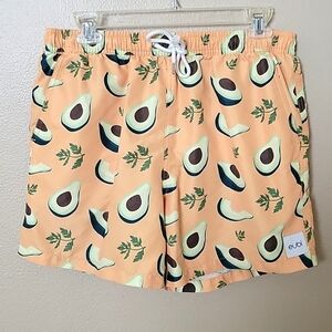 Eubi Mens Avocado Pattern Swim Trunks - Size Medium